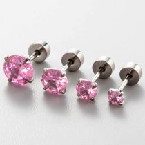 Fashion Pink Metal Zirconium Geometric Stud Earrings