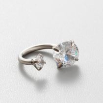 Fashion 1# (single) Titanium Steel Diamond Geometric Horseshoe Hoop Earrings (single)