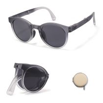 Fashion Gradient Gray Children's Foldable Round Frame Sunglasses