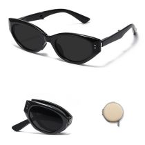 Fashion Yao Mu Black (tr Polarized Folding) Foldable Cat Eye Sunglasses