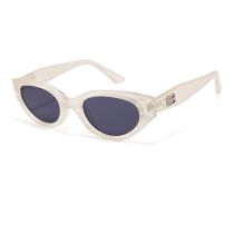Fashion Milky White Frame Black And Gray Film (pc Non-polarized Non-folding Foldable Cat Eye Sunglasses