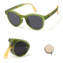 Fashion Green And Yellow Frame (complimentary Small Round Box) Tac Children's Foldable Sunglasses