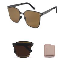 Fashion Gun Frame Tea Tablets (free Storage Box) Large Square Frame Folding Sunglasses