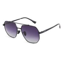 Fashion Black Frame Gradient Purple Film-c4 Tac Double Bridge Large Frame Sunglasses