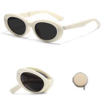 Fashion C2-unno White (tr Polarized) Cat Eye Small Frame Foldable Sunglasses