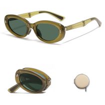 Fashion C4-lingye Brown (tr Polarized) Cat Eye Small Frame Foldable Sunglasses