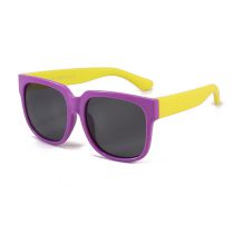 Fashion Purple Frame Yellow Legs Large Square Frame Children's Sunglasses