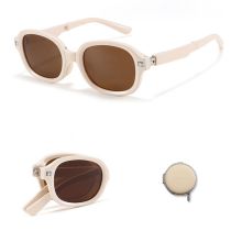 Fashion Yunobai [pc Polarized + Small Round Box] Small Frame Folding Sunglasses