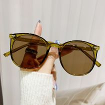 Fashion Olive Framed Tea Slices Pc Round Large Frame Sunglasses
