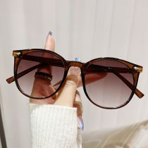 Fashion Dark Tea Frame With Gradual Tea Slices Pc Round Large Frame Sunglasses