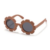 Fashion Earth Brown (with Hook Rope) Children's Flower Shaped Sunglasses
