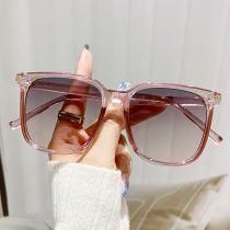 Fashion Pink Frame Gray Powder Tablets Pc Square Large Frame Sunglasses
