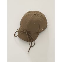 Fashion Brown Polyester Strappy Bow Baseball Cap