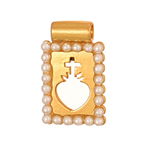 Fashion Golden 5 Copper Pearl Square Hollow Love Pendant Accessories