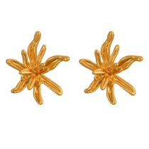 Fashion Golden 2 Copper Irregular Flower Earrings