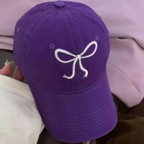 Fashion Deep Purple Bow Embroidered Baseball Cap