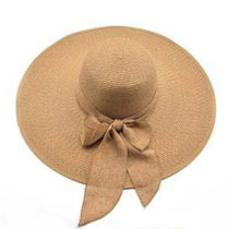 Fashion Khaki Straw Bow Large Brim Sun Hat