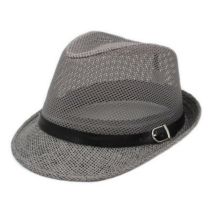 Fashion Gray Grid Straw Jazz Hat
