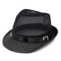 Fashion Black Grid Straw Jazz Hat