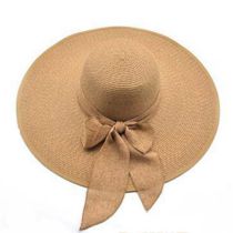 Fashion Khaki Straw Large Brim Ribbon Sun Hat