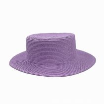 Fashion Purple Straw Flat Top Large Brim Sun Hat