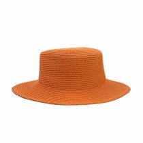 Fashion Orange Straw Flat Top Large Brim Sun Hat
