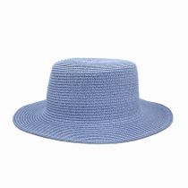 Fashion Sky Blue Straw Flat Top Large Brim Sun Hat
