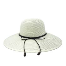 Fashion Milky White Straw Lace-up Large Brim Sun Hat