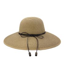 Fashion Khaki Straw Lace-up Large Brim Sun Hat
