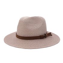 Fashion Pale Pinkish Gray Straw Large Brim Sun Hat