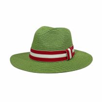 Fashion Green Color Block Web Straw Sun Hat
