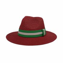 Fashion Red Color Block Web Straw Sun Hat