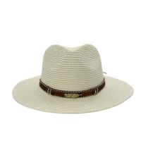 Fashion Milky White Metal Leaf Straw Large Brim Sun Hat