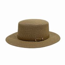 Fashion Khaki Belt Straw Large Brim Sun Hat