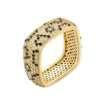 Fashion Golden 2 Copper Diamond Square Ring
