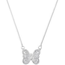 Fashion White Gold Necklace Gold Plated Copper Butterfly Necklace With Zirconium