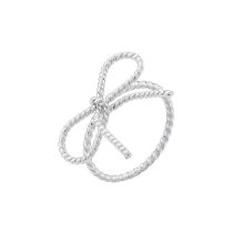 Fashion Silver 2 Copper Twist Bow Open Ring