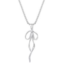 Fashion Silver Copper Glossy Ribbon Bow Necklace