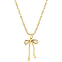 Fashion Gold Gold Plated Copper Bow Necklace With Zirconium