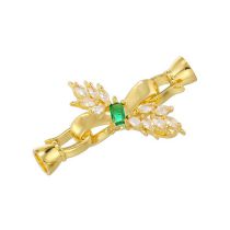Fashion Golden Green Diamond Copper Inlaid Gold Inlaid Zirconium Bow Diy Closing Buckle