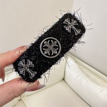 Fashion Black--round Metal Cross Fabric Rectangular Hairpin