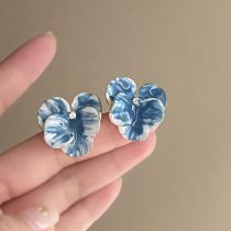 Fashion Blue Alloy Geometric Flower Earrings