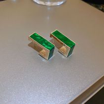 Fashion 44# Green-geometry Metal Square Earrings