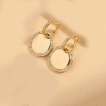 Fashion Disc Copper Diamond Disc Earrings
