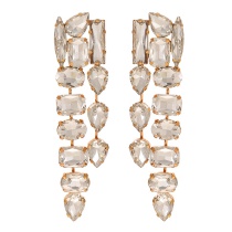 Fashion White Alloy Diamond Geometric Earrings (Alloy + Rhinestone)