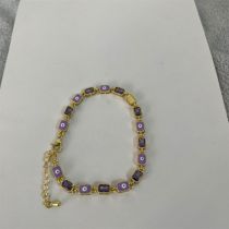 Fashion Purple Gold Plated Copper Square Bracelet With Zirconium Eyes
