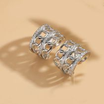 Fashion Round White Zirconium (silver) Gold-plated Copper Inlaid Zirconium Round Earrings