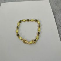 Fashion Yellow Gold-plated Copper With Zirconium Oil Drop Eye Bracelet