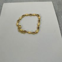 Fashion Glazed Yellow Gold-plated Copper With Zirconium Oil Drop Eye Bracelet