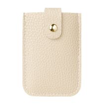 Fashion Lychee Pattern - Off-white Pu Concealed Buckle Multi-card Slot Card Holder